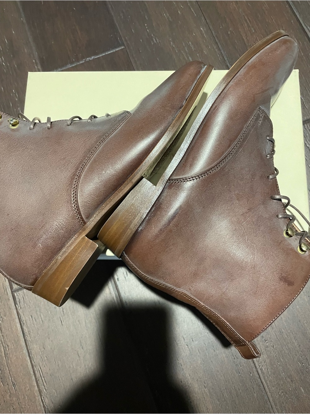 Sézane Brown Leather Lace-Up Ankle Boots - Picture 4 of 4